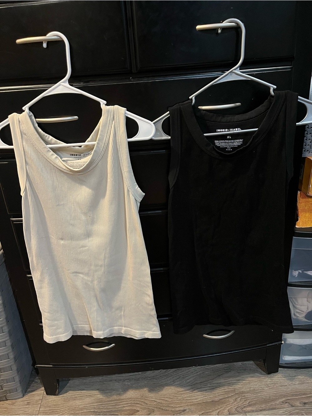 Ingrid & Isabel Ribbed Maternity Tank Top Bundle- Black and Cream